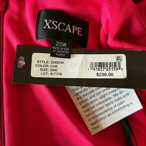 XSCAPE Colorful High Low Midi Sheath Ruffled V-Neck Cocktail Dress Red Size 20W - Picture 8 of 11